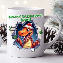 Egyedi karácsonyi bögre névvel 3D dino
