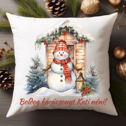 Karácsonyi párna hóember mintával