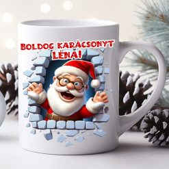 Egyedi karácsonyi bögre névvel 3D mikulás