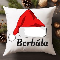 Mikulás sapkás párna egyedi névvel